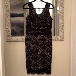 Black lace V-neck dress